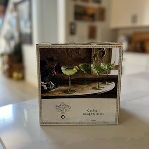 John Derian Target Cocktail Coupe Glasses Green - 4 piece set NIB